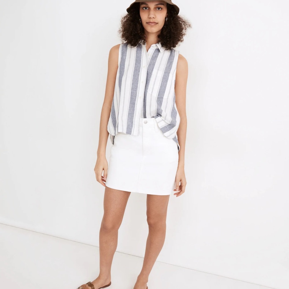Madewell Blue and White Striped Linen Top Small